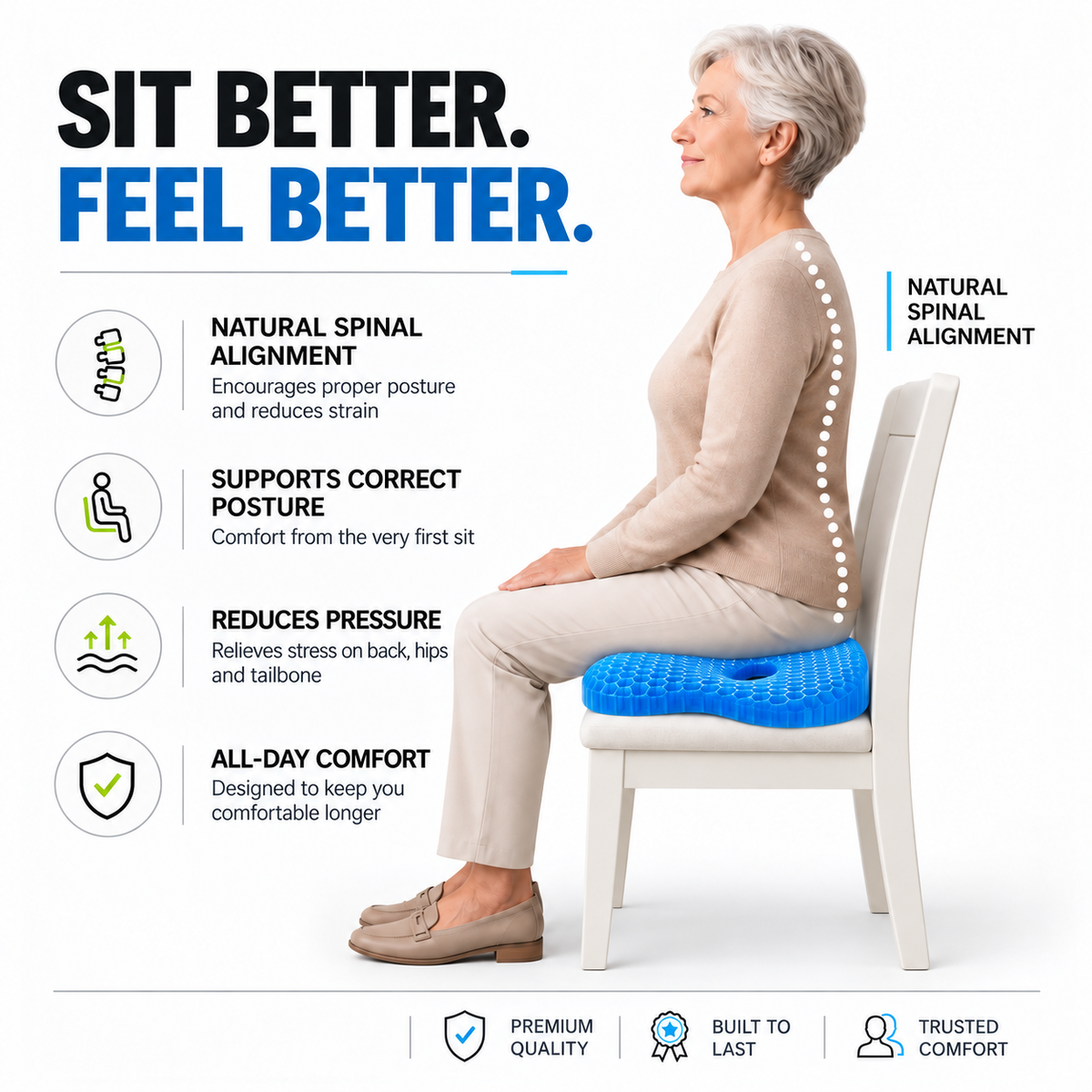 Sitqora 100% Gel Seat Cushion